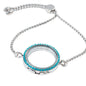 Glass Locket Bracelet with Light Blue Rhinestones
