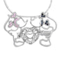 Sterling Silver with Rhinestones - Mickie and Minnie Kissing Heart Cage