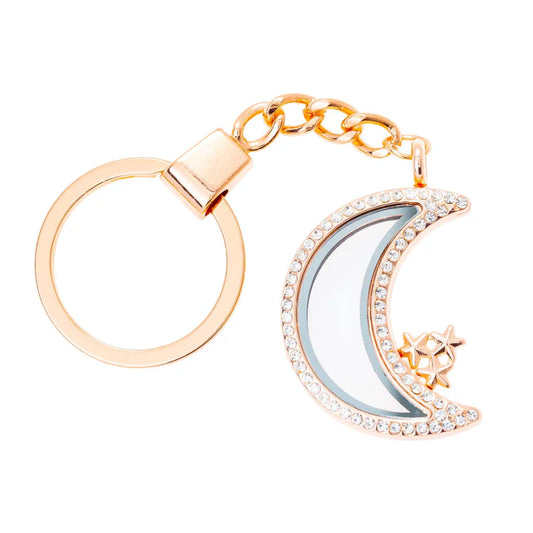 Rose Gold Moon and Stars Keychain