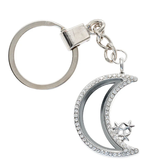 Silver Moon and Stars Keychain with Rhinestones